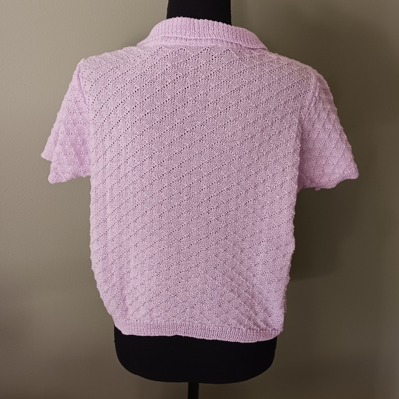 Lavender Lightweight Cardigan with Short Sleeves - Picture 4 of 9